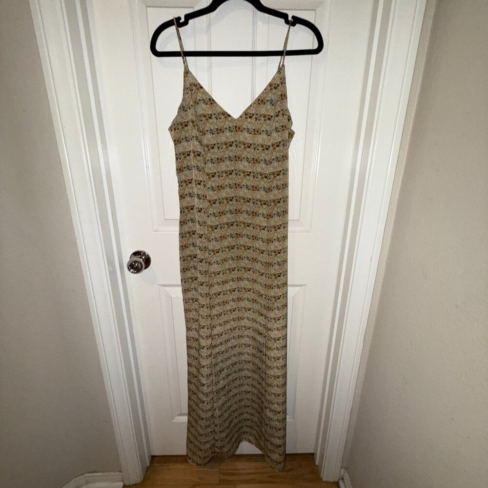 Vintage 90’s Dress S Wear Micro Floral Vneck Rampage Neutral Maxi Y2K 2000’s